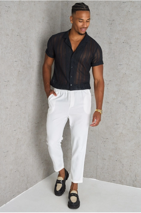 Chemise noire ajourée