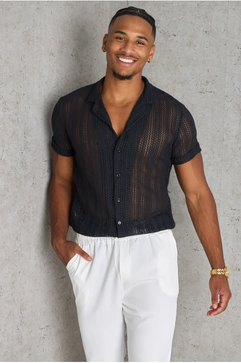 Chemise noire ajourée
