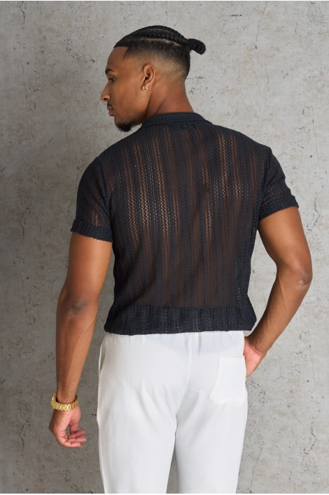 Chemise noire ajourée
