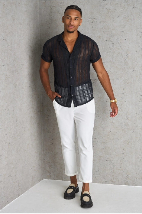 Chemise noire ajourée