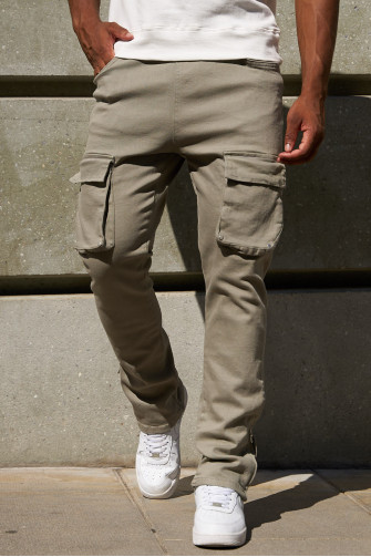 Green denim jogger pants