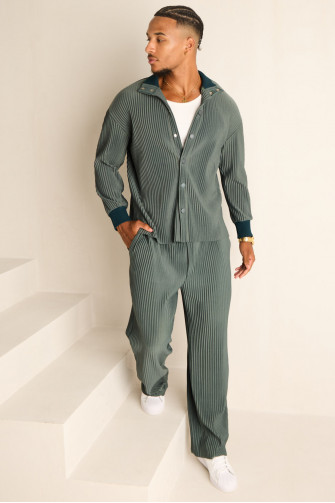 Ensemble 2 pièces gilet + pantalon côtelé kaki