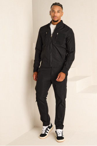 Ensemble 2 pièces bomber + jogger pant noir satiné