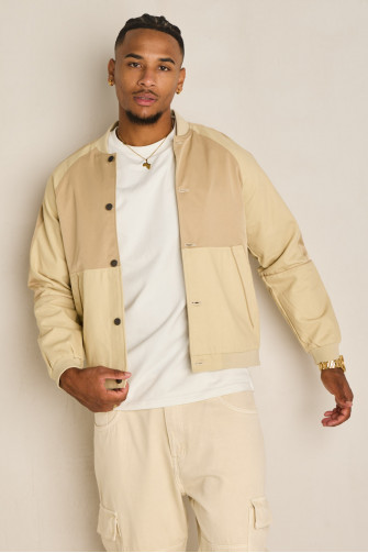 Bomber beige bi-matière