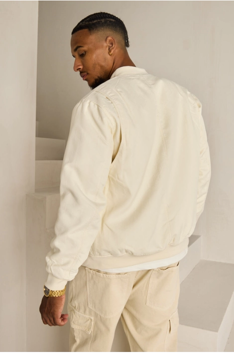 Bomber blanc à motif géométrique