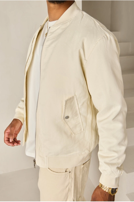 Bomber blanc à motif géométrique