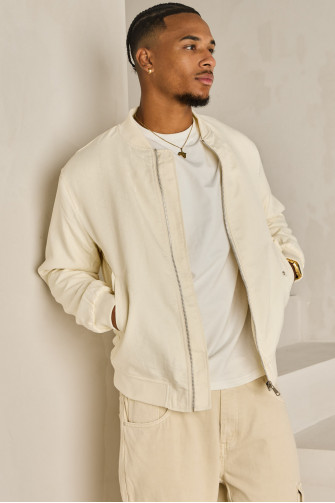 Bomber blanc à motif géométrique