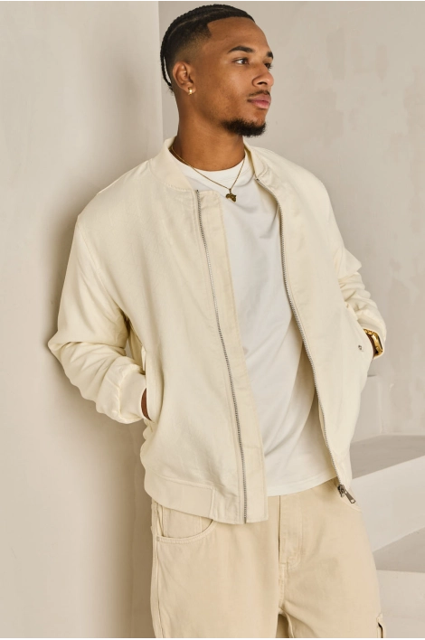 Bomber blanc à motif géométrique
