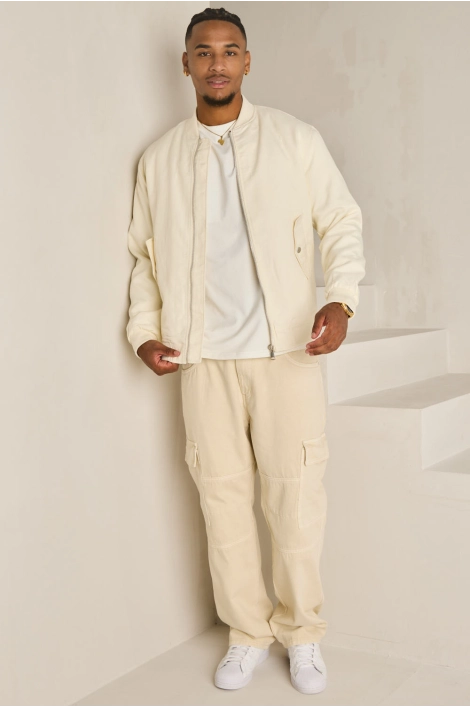 Bomber blanc à motif géométrique