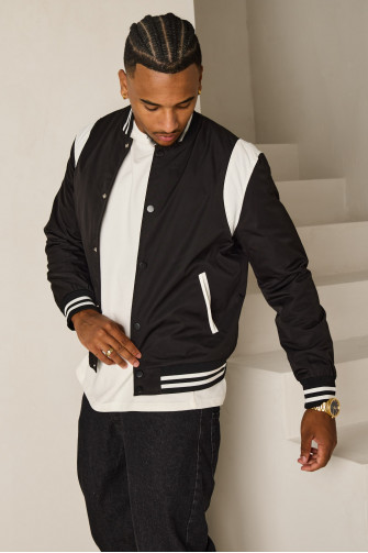 Bomber noir à détails blanc