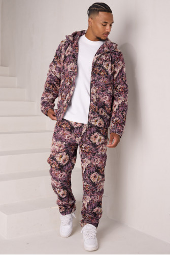 Ensemble 2 pièces veste + jogging violet à fleurs