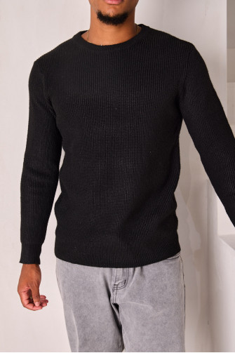 Pull en maille chiné noir