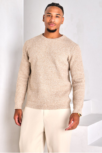 Pull en maille chiné beige