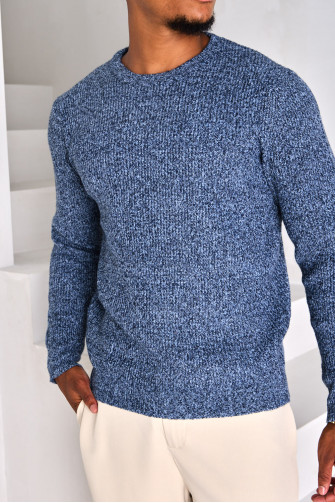 Pull en maille chiné bleu foncé