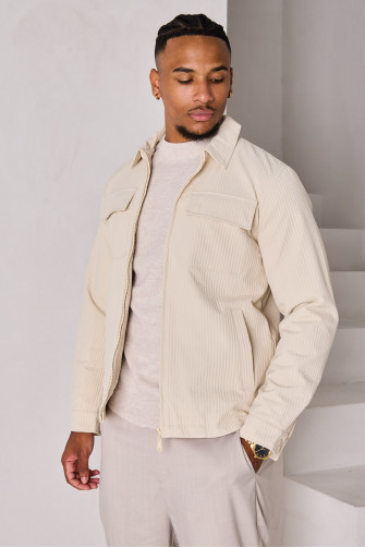 Veste beige côtelé à poches