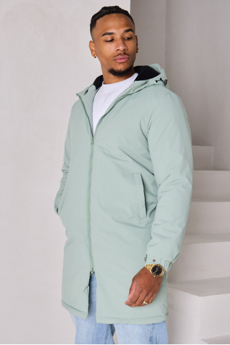 Parka vert clair à capuche