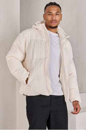 Doudoune beige à imprimé laine