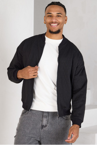Gilet zippé noir à chevrons