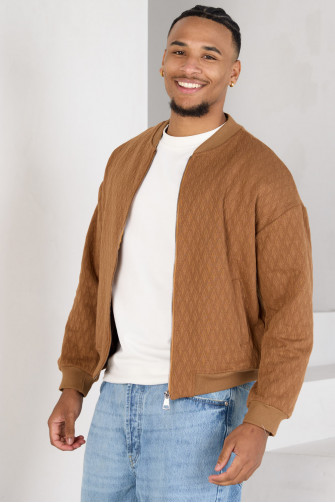 Gilet zippé marron à chevrons