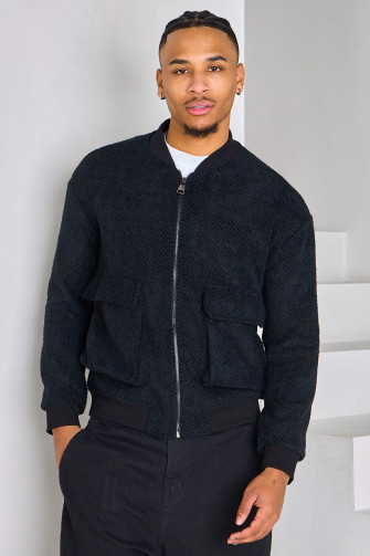Sweat zippé noir chiné
