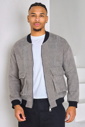 Sweat zippé gris chiné