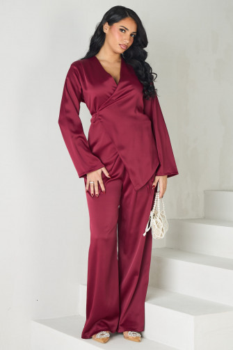 Ensemble 2 pièces kimono + pantalon bordeaux