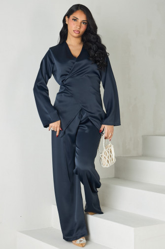 Ensemble 2 pièces kimono + pantalon bleu