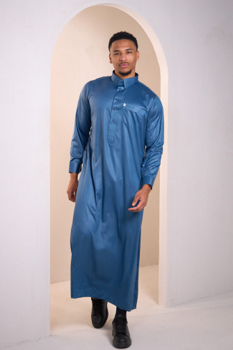 Qamis bleu foncé satiné