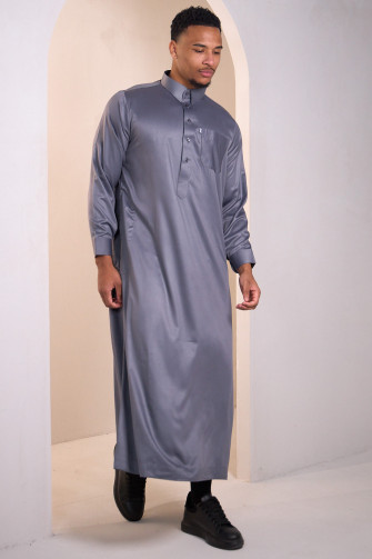Qamis gris foncé satiné