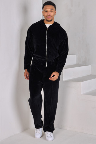 Ensemble 2 pièces sweat zippé  + jogging noir en velours