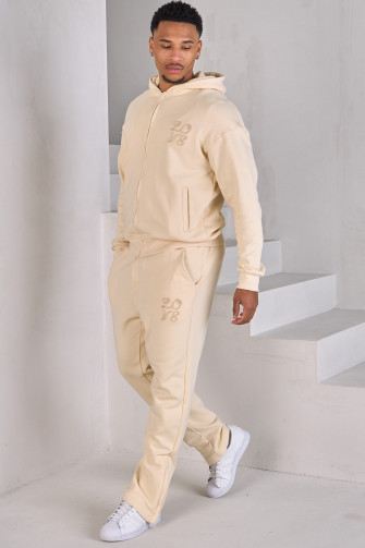Ensemble 2 pièces sweat zippé  + jogging beige clair