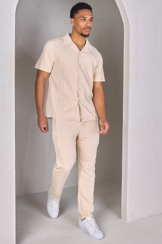 Ensemble 2 pièces chemise + jogging beige