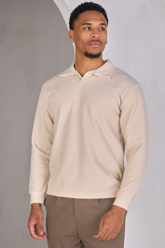 Pull beige texturé
