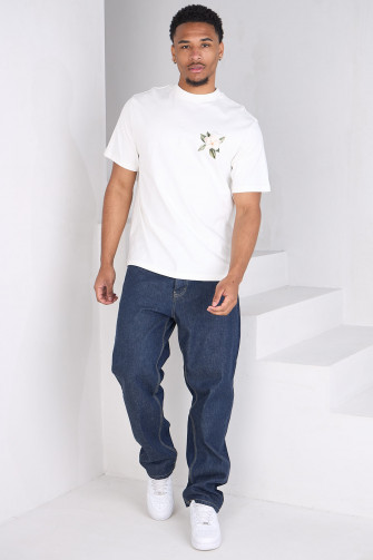 Tee-shirt ample écru à logo fleur