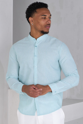 Turquoise striped shirt, long sleeves