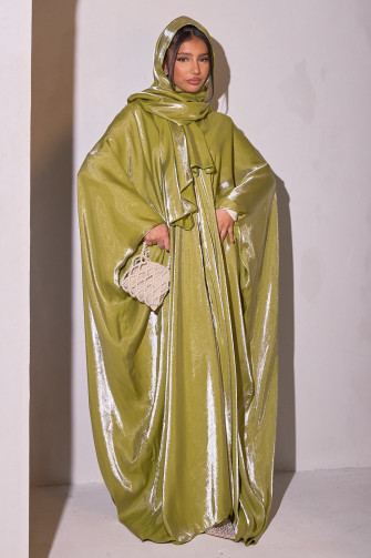 Gilet ample satiné + voile vert