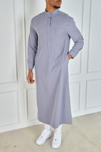 Qamis Gris Street Class  Style Élégant et Urbain