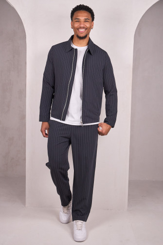 2-piece jacket + pants blue stripes set