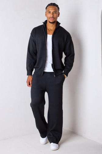 Ensemble 2 pièces noir gilet + jogging coupe droite