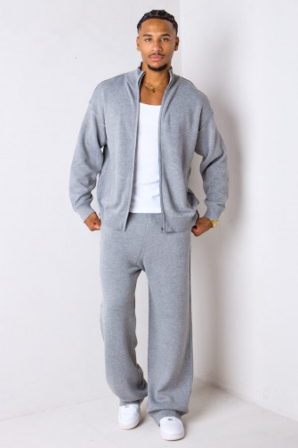 Ensemble 2 pièces gris gilet + jogging coupe droite