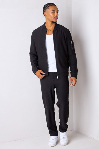 Ensemble 2 pièces bomber + pantalon noir côtelé