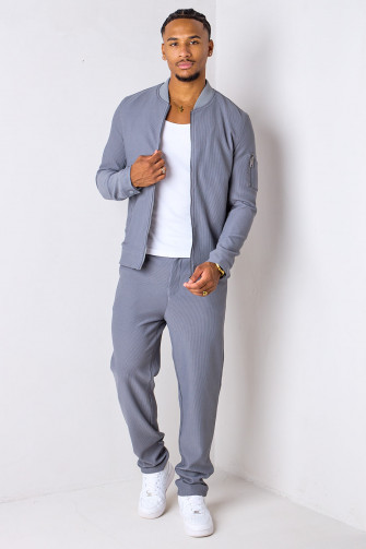 Ensemble 2 pièces bomber + pantalon gris foncé côtelé