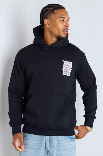 Sweat à capuche noir imprimé "212 Kingdom of Morocco"