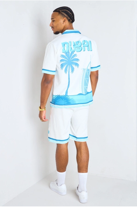 Ensemble Décontracté Homme : T-shirt Blanc + Short - Tenue été, Manches Courtes, Zip - Style Casual
