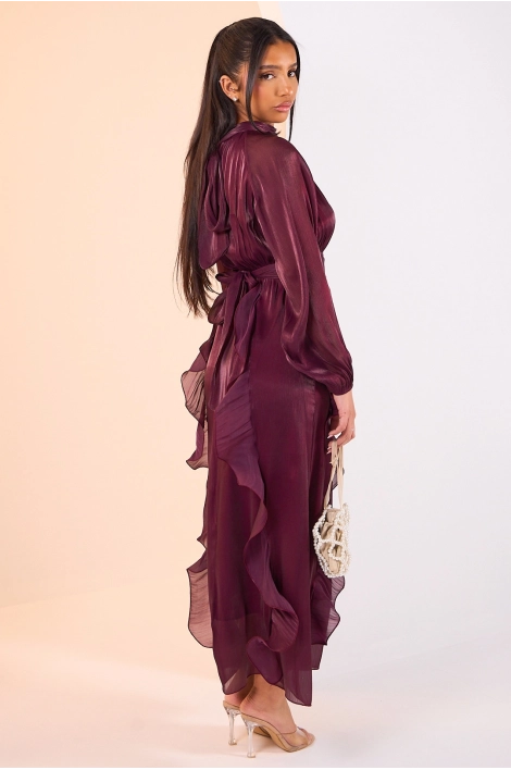 Robe Longue D’été Pour Femme - Col V, Volants - Taille Haute - Sans Manches - élégante Pour Fête Ou Bal