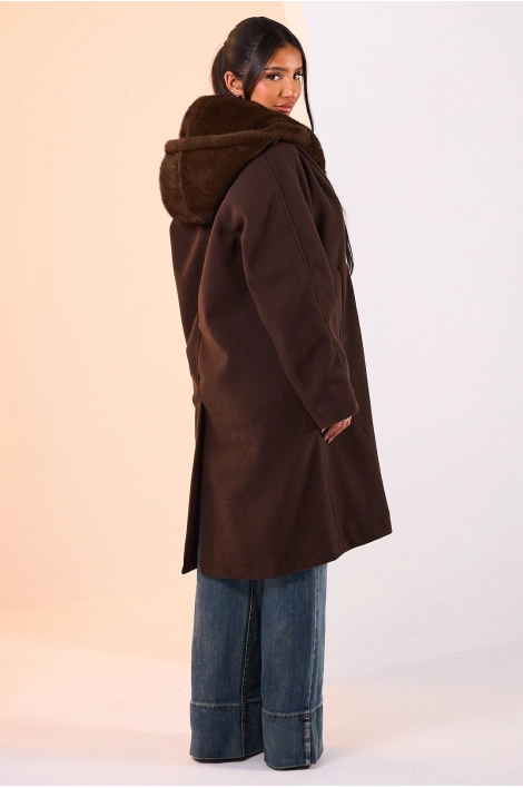 Manteau Femme Hiver En Laine - Veste Mi-Longue Coupe Élégante Col Montant Boutonné - Pour Automne Et Hiver
