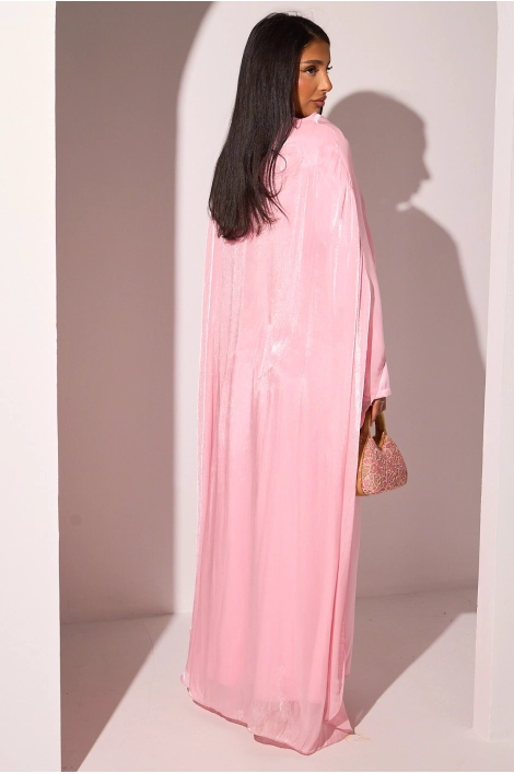 Robe 2 pièces sous-robe + voile à enfiler satiné rose clair