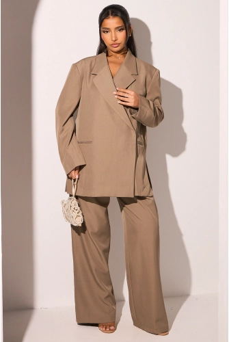 Ensemble deux pièces taupe blazer + pantalon