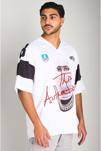 Tee-shirt blanc à illustration et broderie