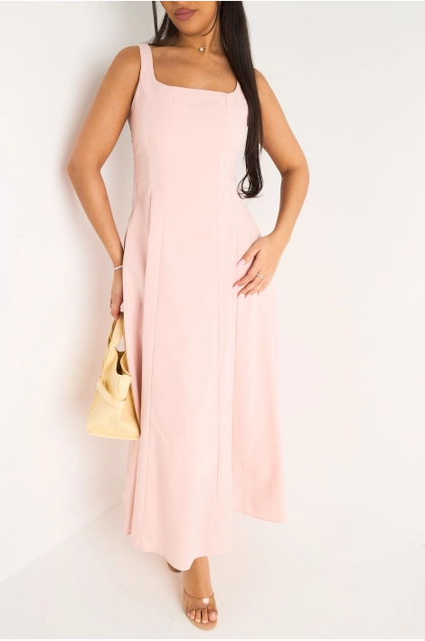 Robe longue texturée rose